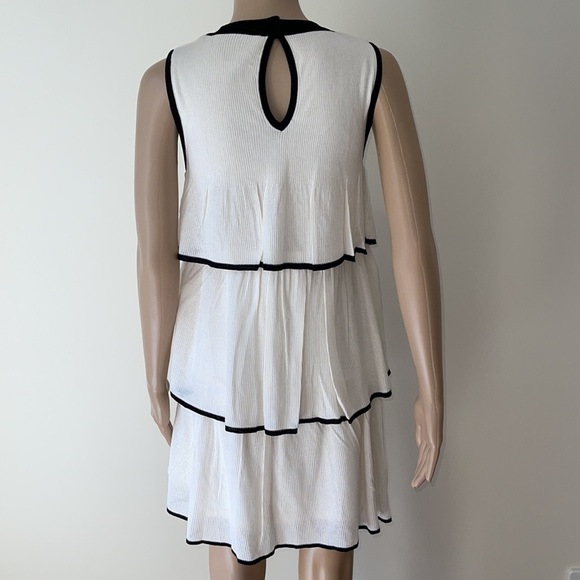 ZARA | Tiered knit midi dress in white / black - Picture 7 of 12